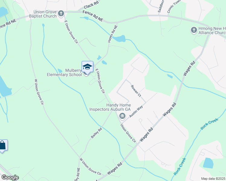 map of restaurants, bars, coffee shops, grocery stores, and more near 2071 Blackberry Lane Northeast in Auburn