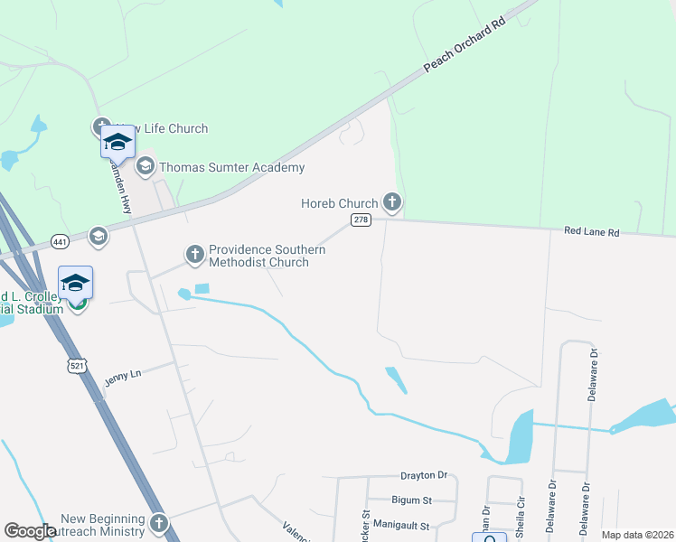 map of restaurants, bars, coffee shops, grocery stores, and more near 4242-4366 Red Lane Road in Dalzell