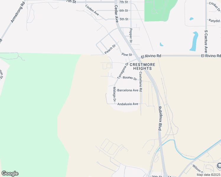 map of restaurants, bars, coffee shops, grocery stores, and more near 6212 Tarragona Drive in Riverside