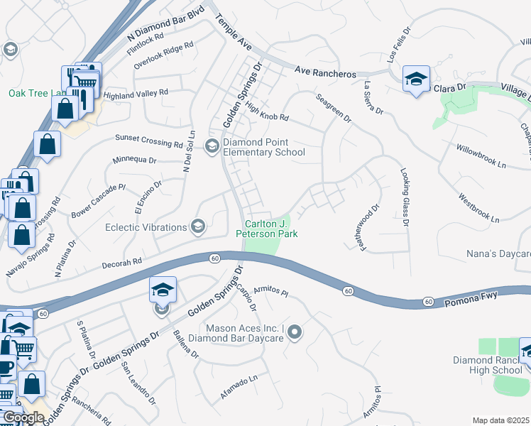 map of restaurants, bars, coffee shops, grocery stores, and more near 430 Golden Springs Drive in Diamond Bar