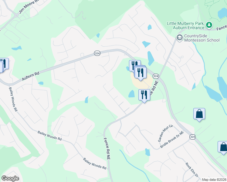 map of restaurants, bars, coffee shops, grocery stores, and more near 3411 Lena Raechel Circle in Dacula
