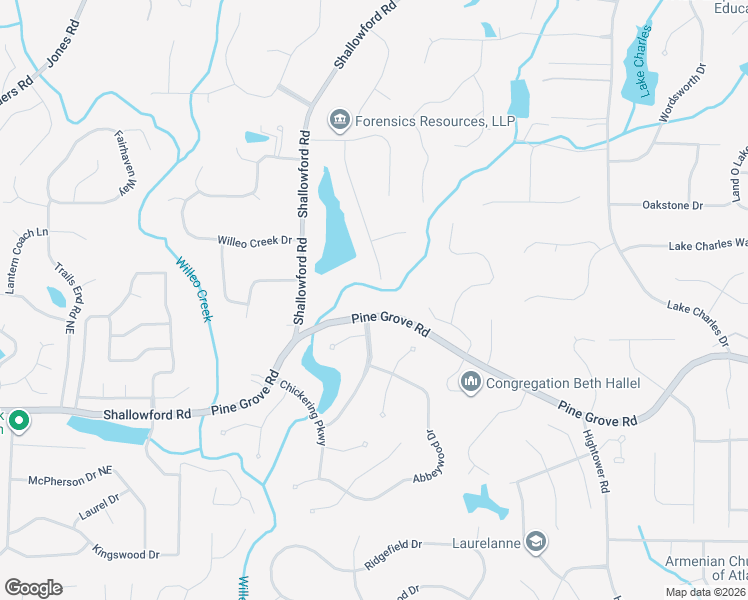 map of restaurants, bars, coffee shops, grocery stores, and more near 1095 Pine Grove Road in Roswell