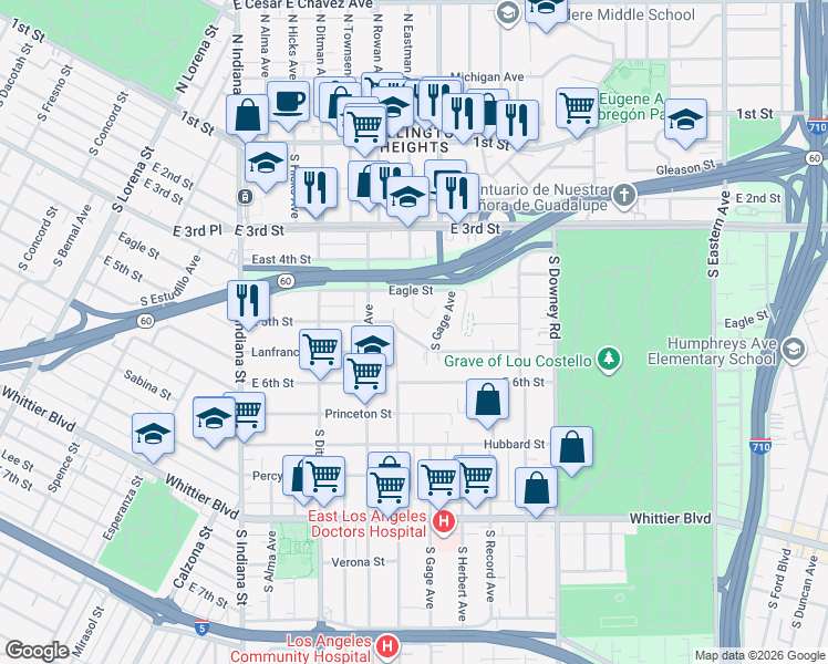 map of restaurants, bars, coffee shops, grocery stores, and more near 476 Nassau Avenue in Los Angeles
