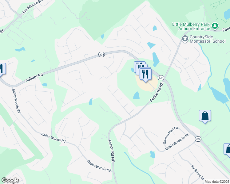 map of restaurants, bars, coffee shops, grocery stores, and more near 3411 Lena Raechel Circle in Dacula