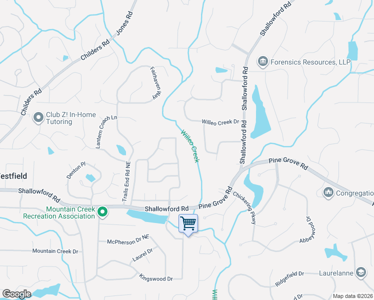 map of restaurants, bars, coffee shops, grocery stores, and more near 1532 Tennessee Walker Drive Northeast in Roswell