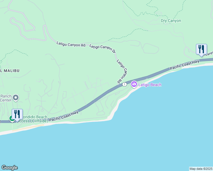 map of restaurants, bars, coffee shops, grocery stores, and more near 26742 Via Linda Street in Malibu