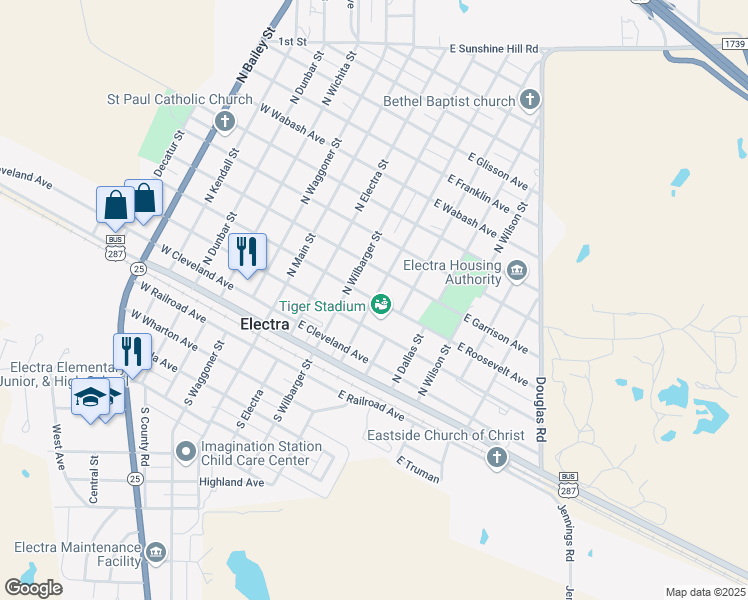 map of restaurants, bars, coffee shops, grocery stores, and more near 400 East Roosevelt Avenue in Electra
