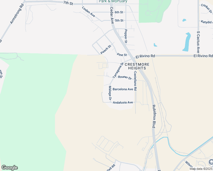 map of restaurants, bars, coffee shops, grocery stores, and more near 6212 Tarragona Drive in Riverside