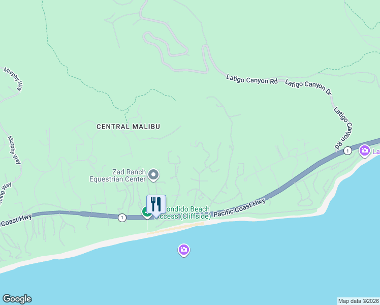 map of restaurants, bars, coffee shops, grocery stores, and more near 6355 Sycamore Meadows Drive in Malibu