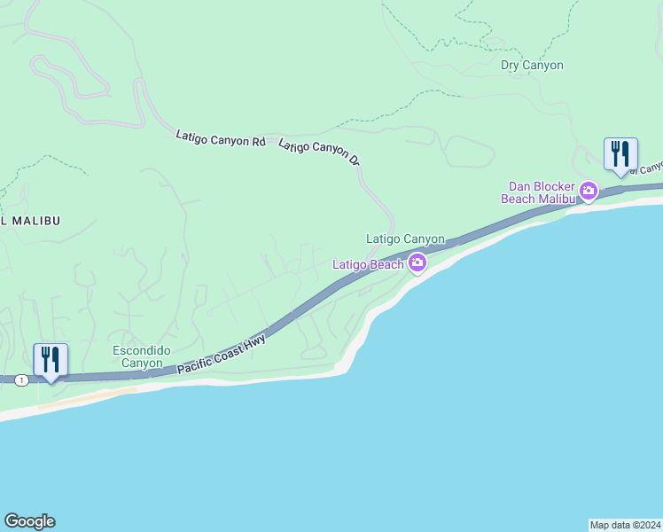 map of restaurants, bars, coffee shops, grocery stores, and more near 26742 Via Linda Street in Malibu