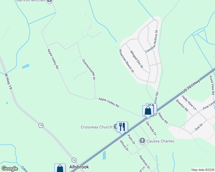 map of restaurants, bars, coffee shops, grocery stores, and more near in Allsbrook