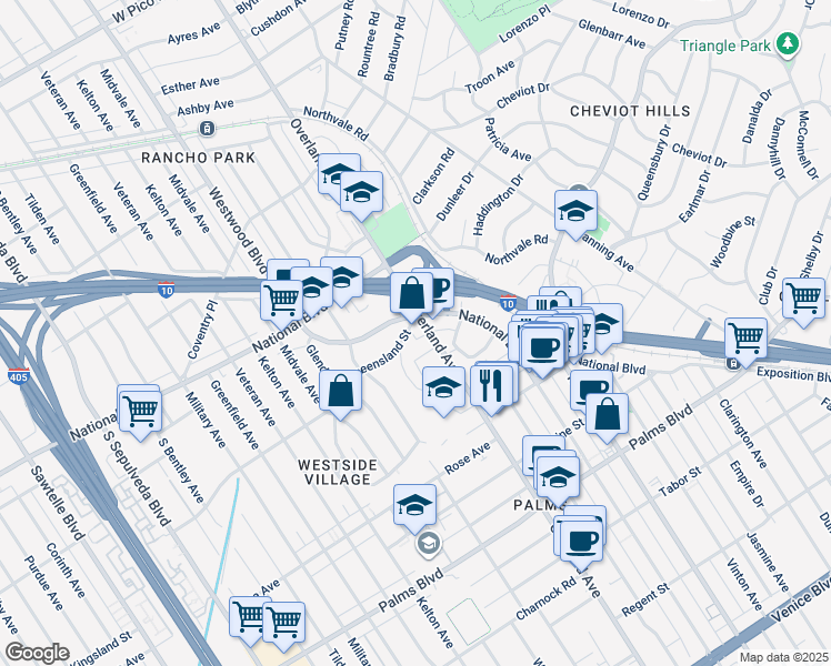 map of restaurants, bars, coffee shops, grocery stores, and more near in Los Angeles