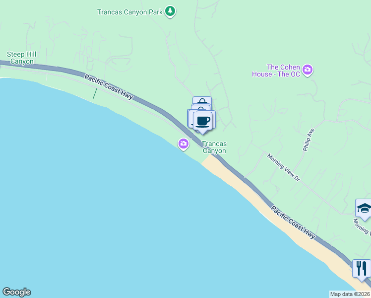 map of restaurants, bars, coffee shops, grocery stores, and more near 30810 Broad Beach Road in Malibu