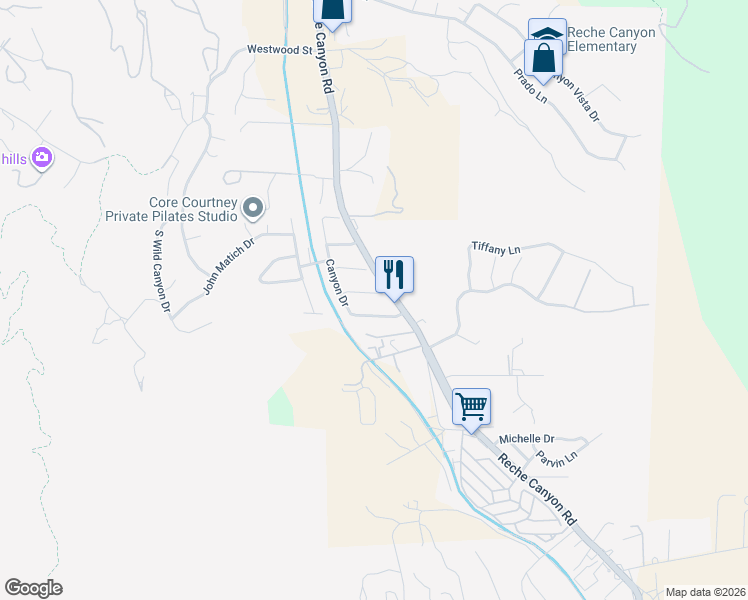map of restaurants, bars, coffee shops, grocery stores, and more near 2584 East Bryce Court in Colton