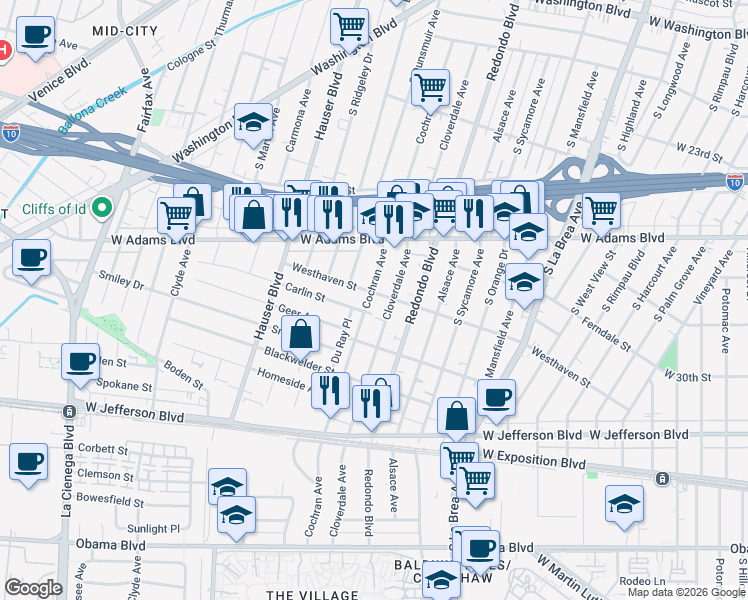 map of restaurants, bars, coffee shops, grocery stores, and more near 5272 Westhaven Street in Los Angeles