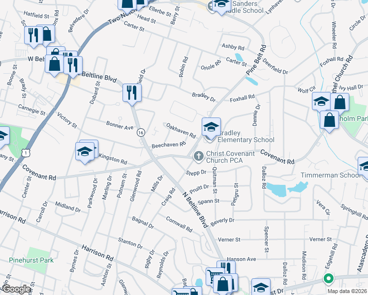 map of restaurants, bars, coffee shops, grocery stores, and more near 3054 Beechaven Road in Columbia