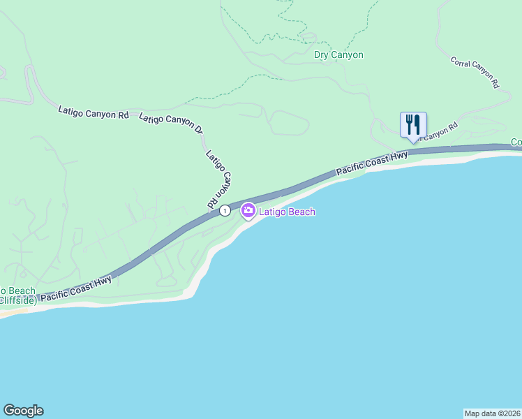 map of restaurants, bars, coffee shops, grocery stores, and more near 26501 Latigo Shore Drive in Malibu