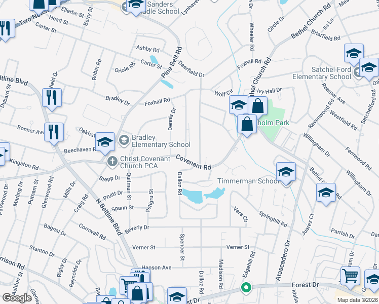 map of restaurants, bars, coffee shops, grocery stores, and more near 3014 Chinaberry Drive in Columbia