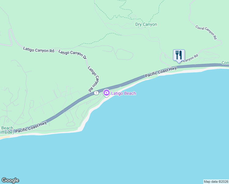 map of restaurants, bars, coffee shops, grocery stores, and more near 26506 Latigo Shore Drive in Malibu