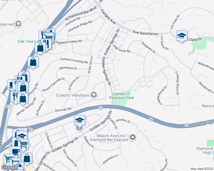 map of restaurants, bars, coffee shops, grocery stores, and more near 308 Briar Creek Road in Diamond Bar