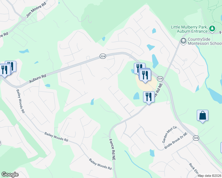 map of restaurants, bars, coffee shops, grocery stores, and more near 897 Robert Jesse Drive in Dacula