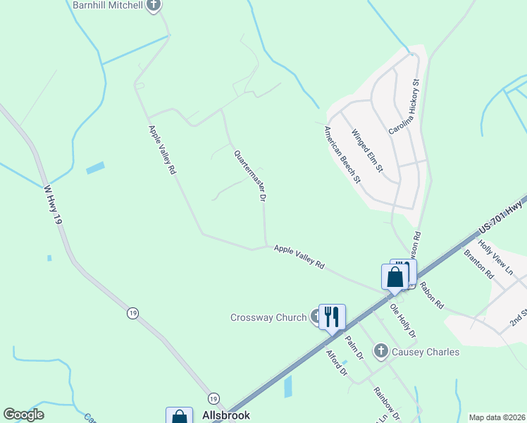 map of restaurants, bars, coffee shops, grocery stores, and more near 515 Quartermaster Drive in Loris