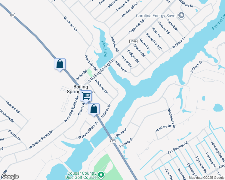 map of restaurants, bars, coffee shops, grocery stores, and more near 125 North Shore Drive in Southport