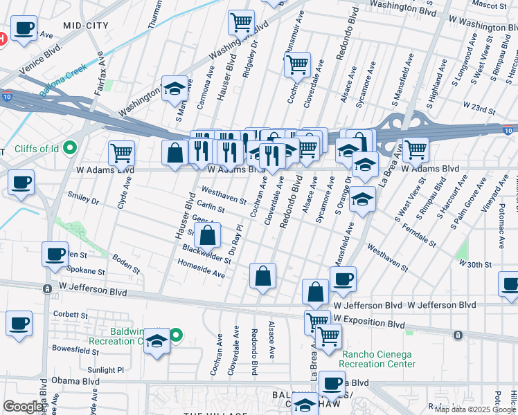 map of restaurants, bars, coffee shops, grocery stores, and more near 5272 Westhaven Street in Los Angeles