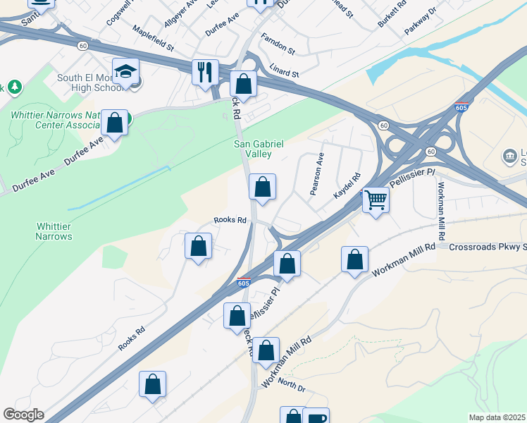 map of restaurants, bars, coffee shops, grocery stores, and more near 2488 Peck Road in City of Industry
