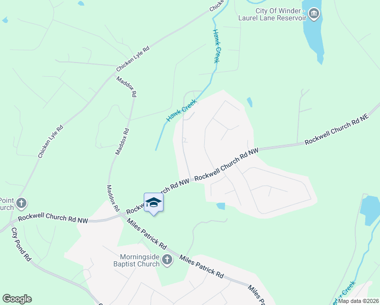 map of restaurants, bars, coffee shops, grocery stores, and more near 615 Wellington Drive in Winder