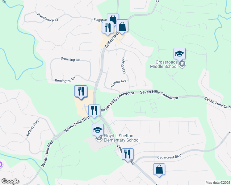 map of restaurants, bars, coffee shops, grocery stores, and more near 57 Prescott Drive in Acworth