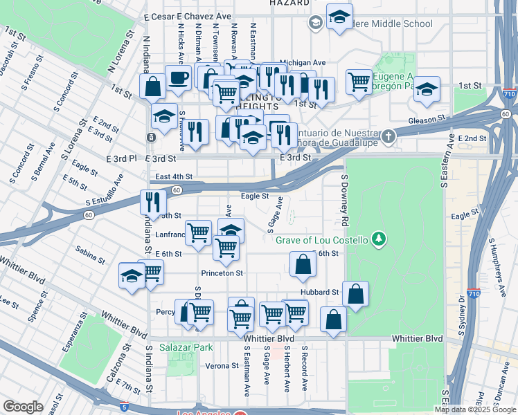 map of restaurants, bars, coffee shops, grocery stores, and more near 476 Nassau Avenue in Los Angeles