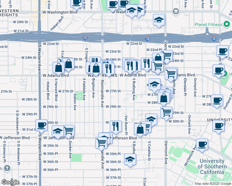 map of restaurants, bars, coffee shops, grocery stores, and more near 2714 Kenwood Avenue in Los Angeles
