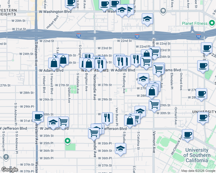 map of restaurants, bars, coffee shops, grocery stores, and more near 2714 Kenwood Avenue in Los Angeles
