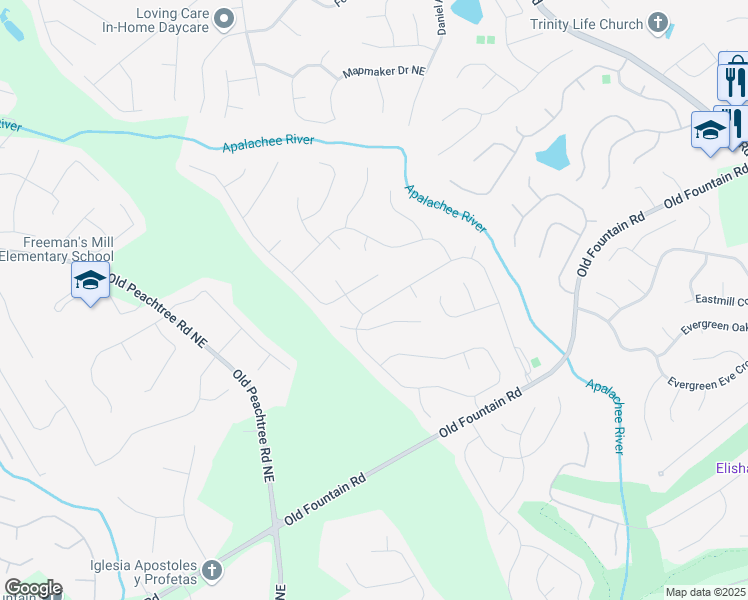 map of restaurants, bars, coffee shops, grocery stores, and more near 1585 Heatherton Road in Dacula