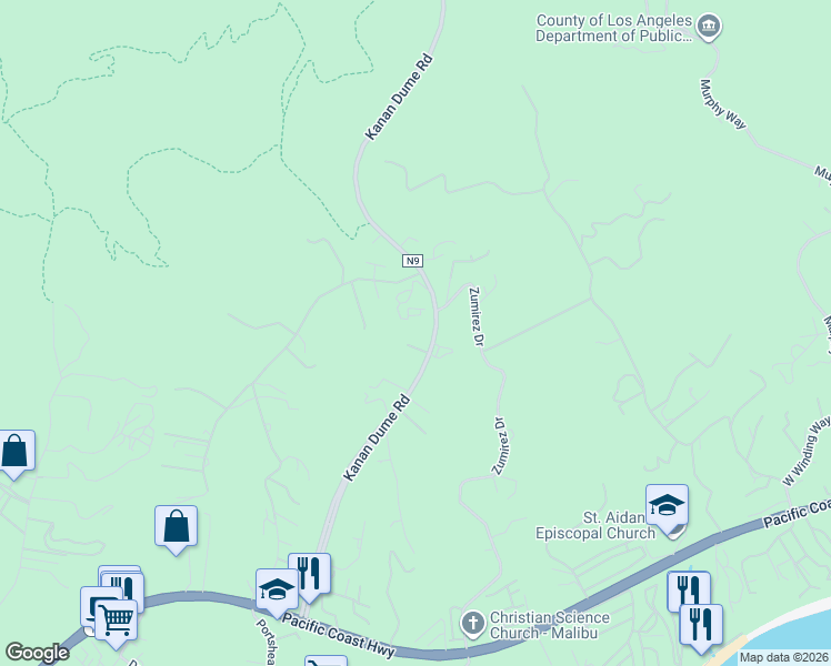 map of restaurants, bars, coffee shops, grocery stores, and more near 28873 Via Venezia in Malibu