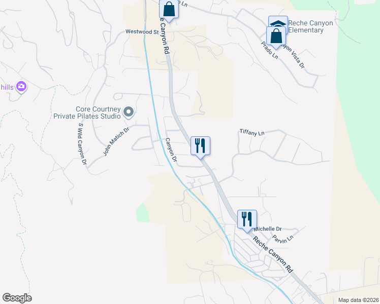 map of restaurants, bars, coffee shops, grocery stores, and more near 2584 East Bryce Court in Colton