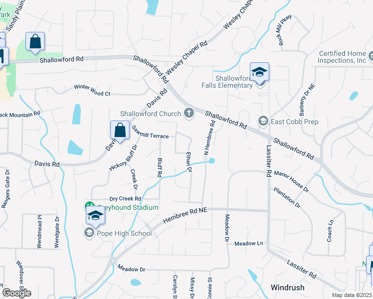 map of restaurants, bars, coffee shops, grocery stores, and more near 3306 Emory Drive in Marietta