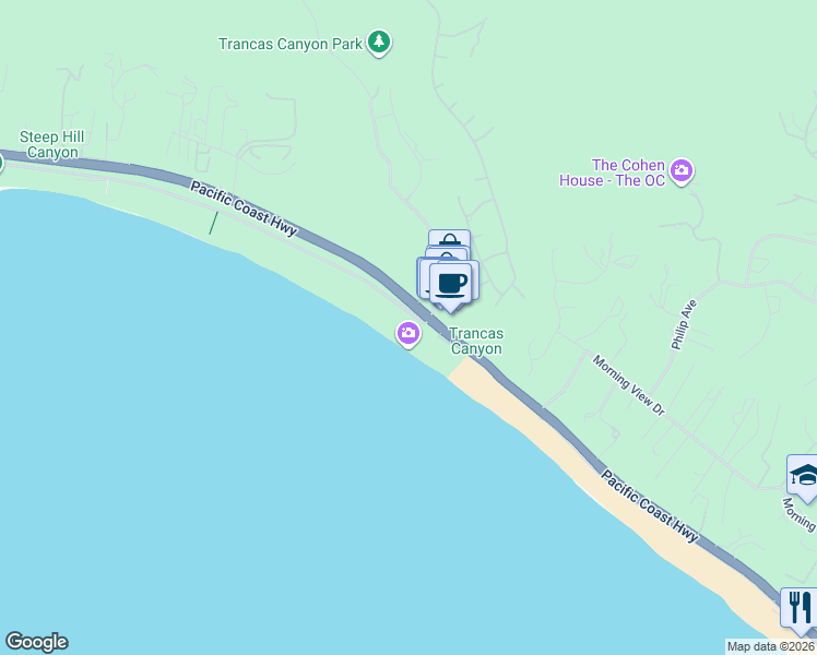 map of restaurants, bars, coffee shops, grocery stores, and more near 30810 Broad Beach Road in Malibu