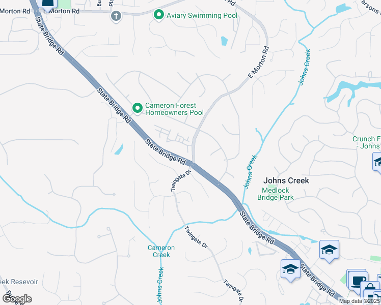 map of restaurants, bars, coffee shops, grocery stores, and more near 10220 Billings Pointe in Alpharetta