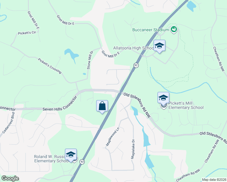 map of restaurants, bars, coffee shops, grocery stores, and more near 0 Seven Hills Connector in Dallas