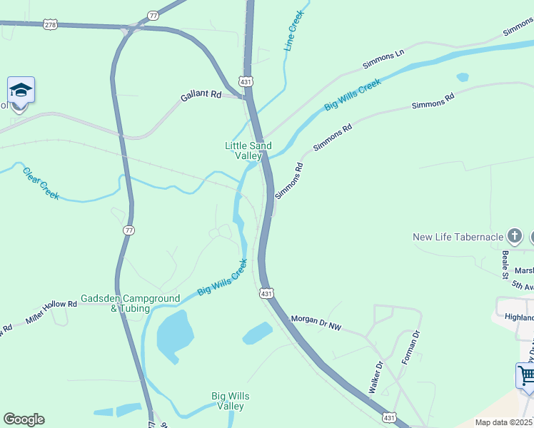 map of restaurants, bars, coffee shops, grocery stores, and more near 1107 Florida Short Route in Attalla