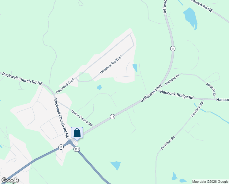 map of restaurants, bars, coffee shops, grocery stores, and more near 36 Inman Park in Winder