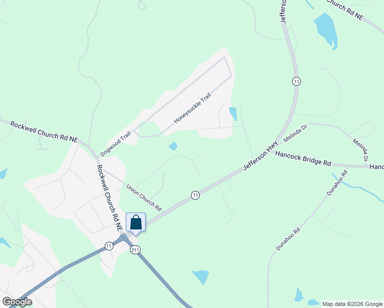 map of restaurants, bars, coffee shops, grocery stores, and more near 937 Honeysuckle Trail in Winder
