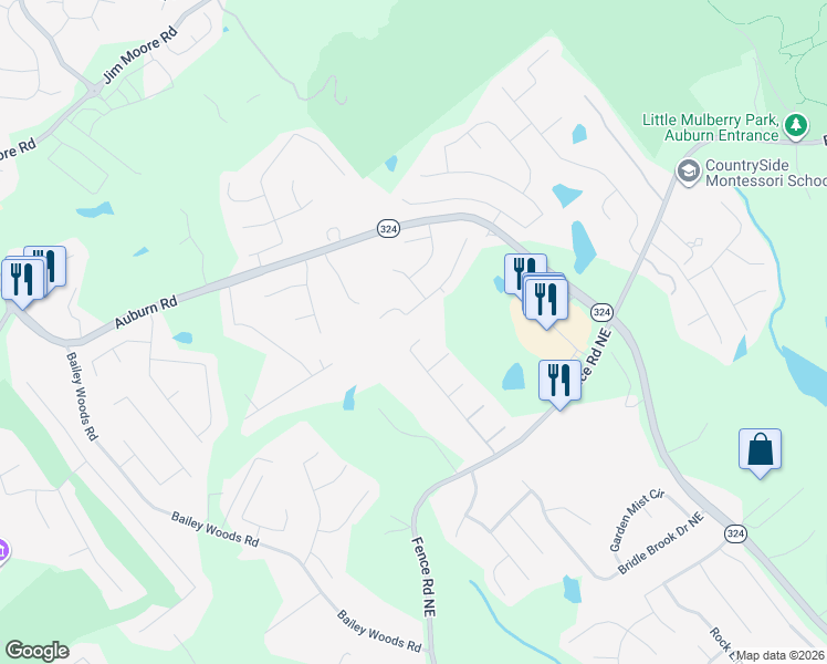 map of restaurants, bars, coffee shops, grocery stores, and more near 934 Robert Jesse Drive in Dacula