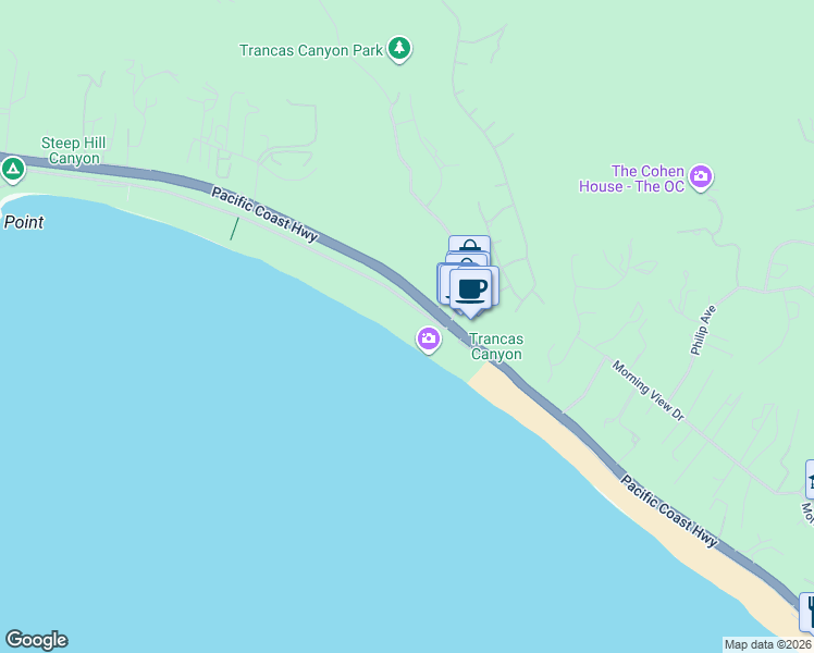 map of restaurants, bars, coffee shops, grocery stores, and more near 30810 Broad Beach Road in Malibu