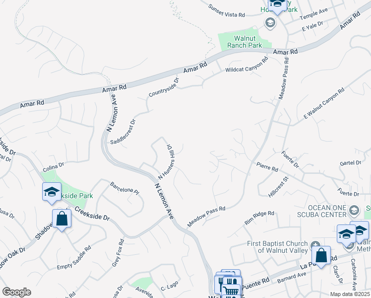 map of restaurants, bars, coffee shops, grocery stores, and more near in Walnut