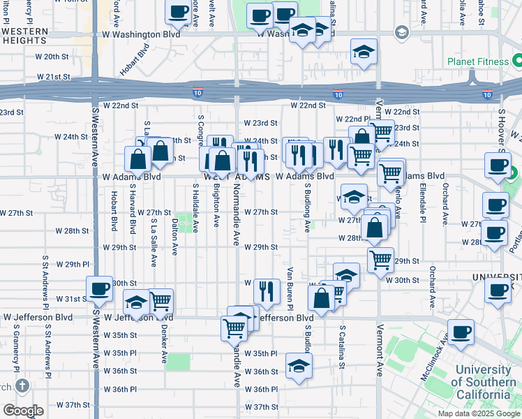 map of restaurants, bars, coffee shops, grocery stores, and more near 2656 Kenwood Avenue in Los Angeles