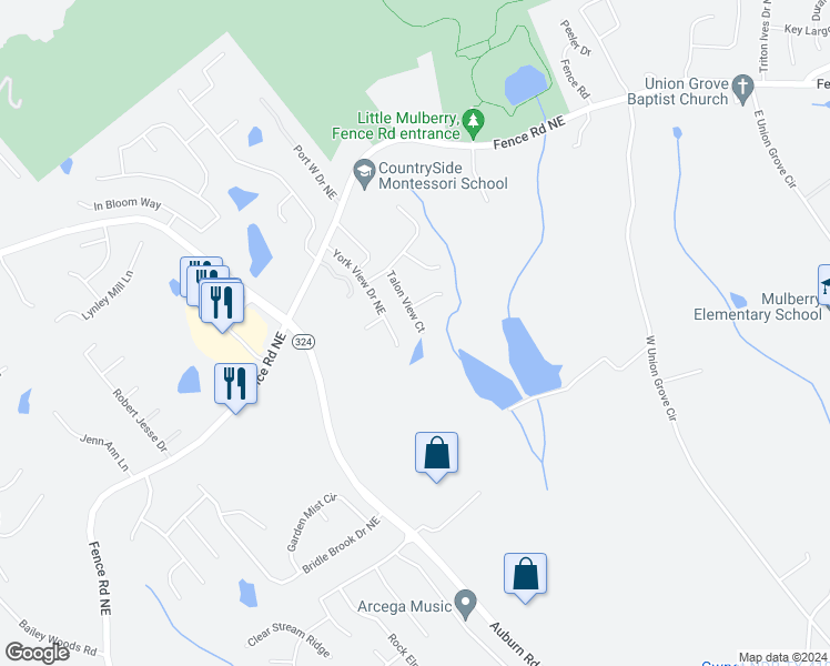 map of restaurants, bars, coffee shops, grocery stores, and more near 632 Talon View Court in Auburn