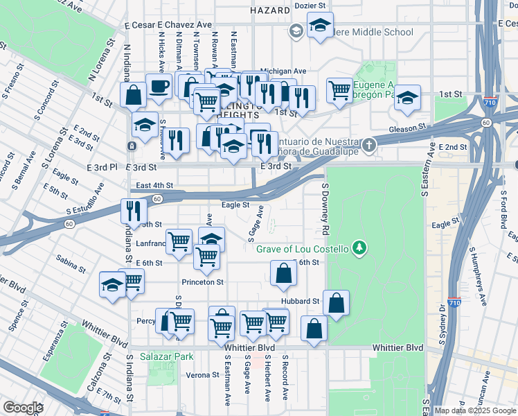 map of restaurants, bars, coffee shops, grocery stores, and more near 476 Nassau Avenue in Los Angeles